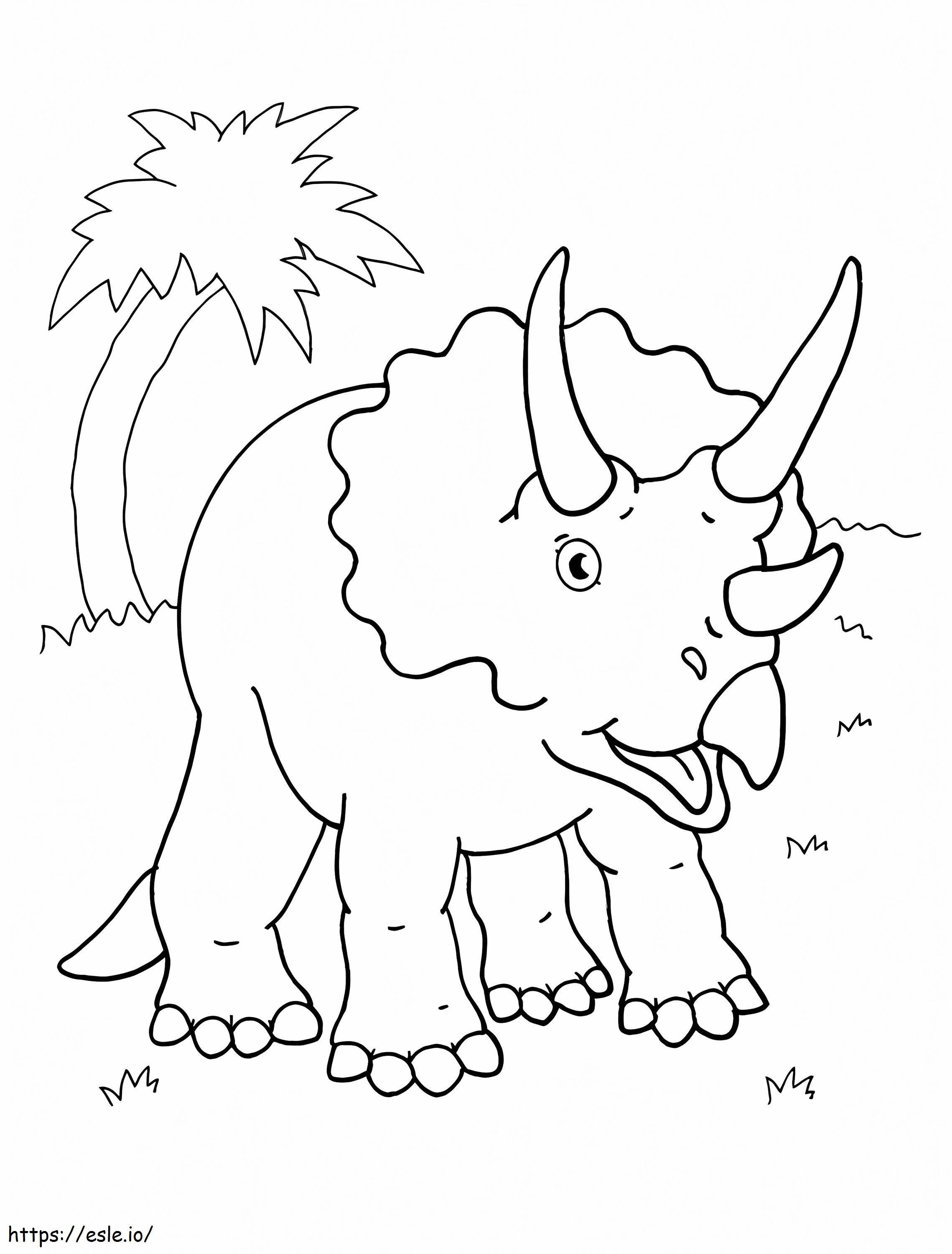 恐竜トリケラトプス 2 ぬりえ - 塗り絵