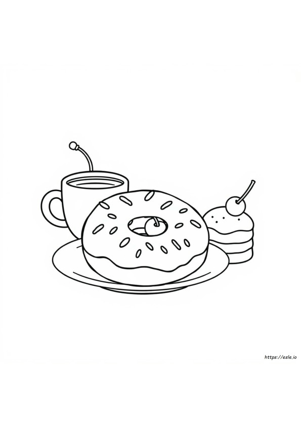 Donut Kawaii Eten Kleurplaten