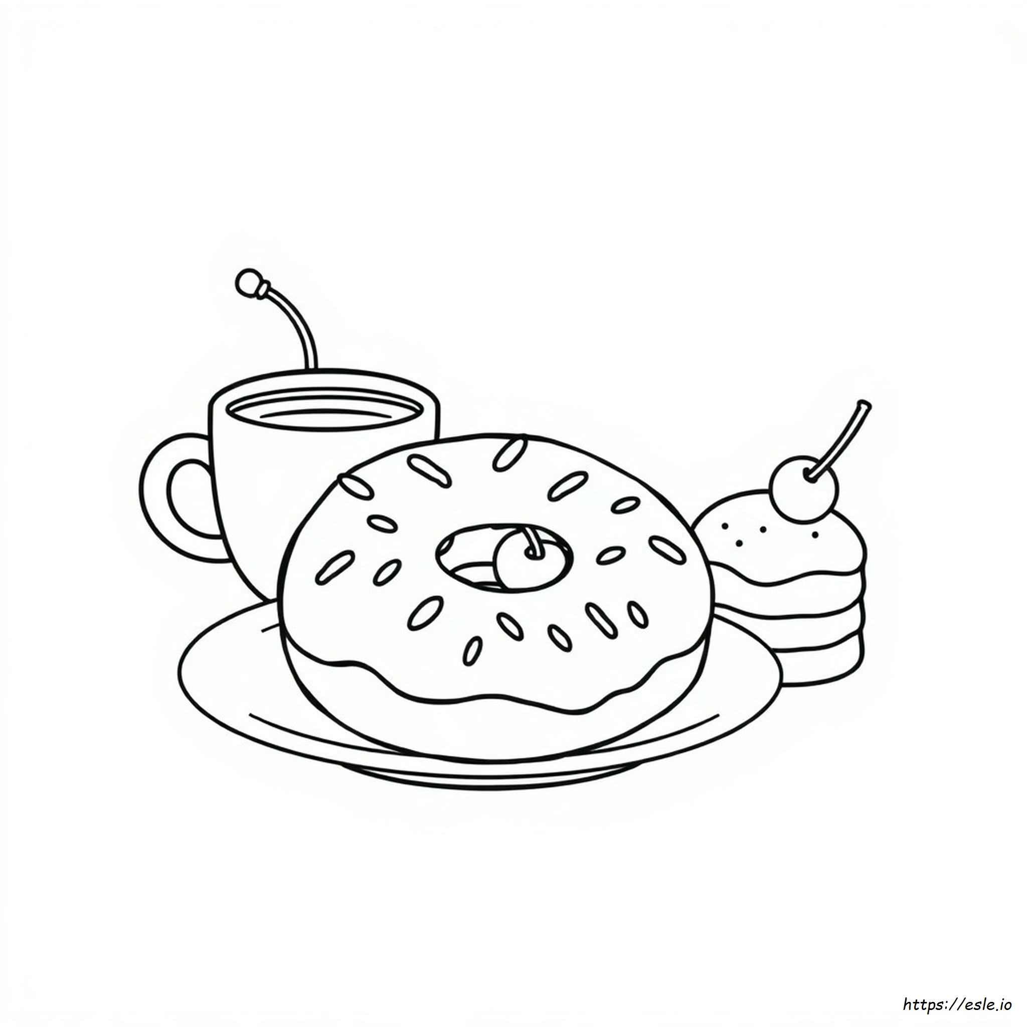 Donut Kawaii Food Coloring Pages