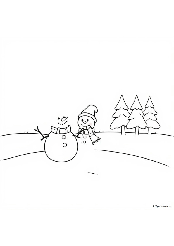 小さな雪だるま ぬりえ