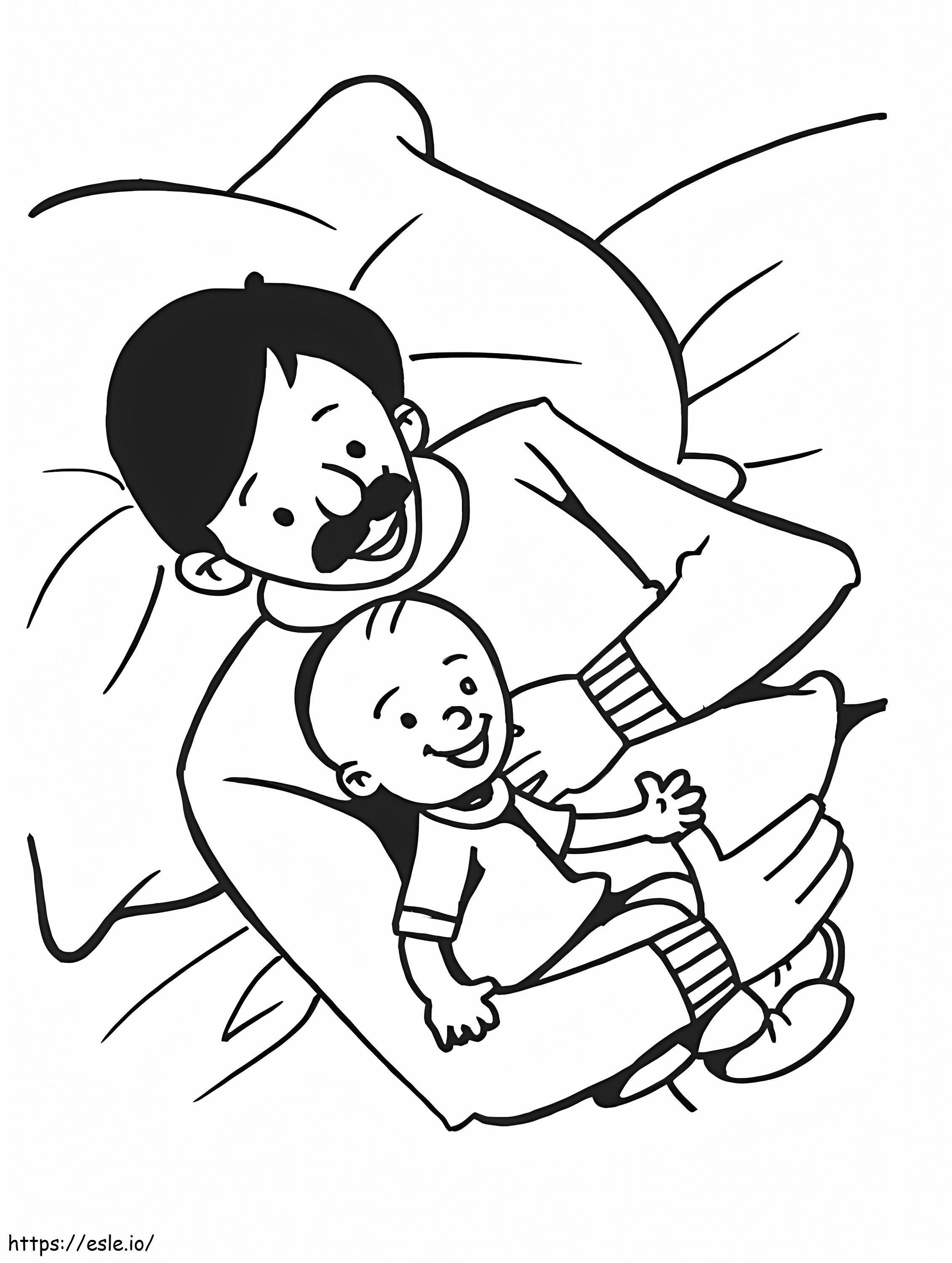Dad And Little Son coloring page