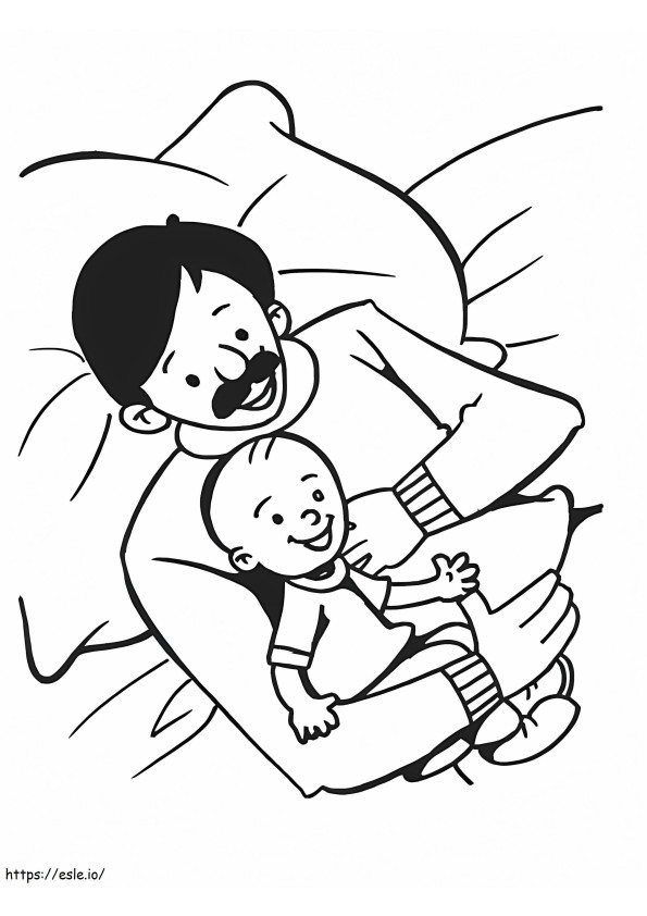Dad And Little Son coloring page