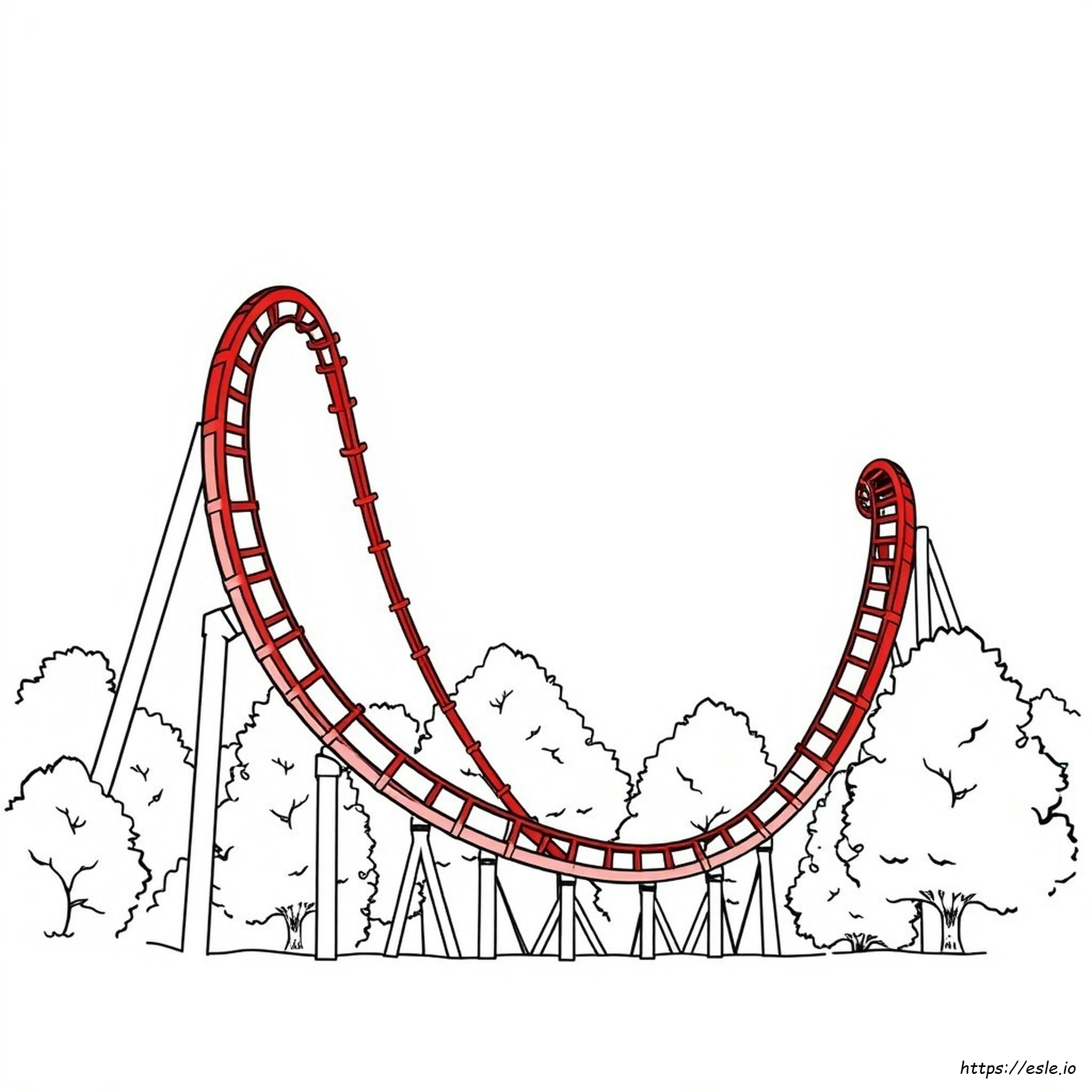 Amusement Park Roller Coaster Coloring Page