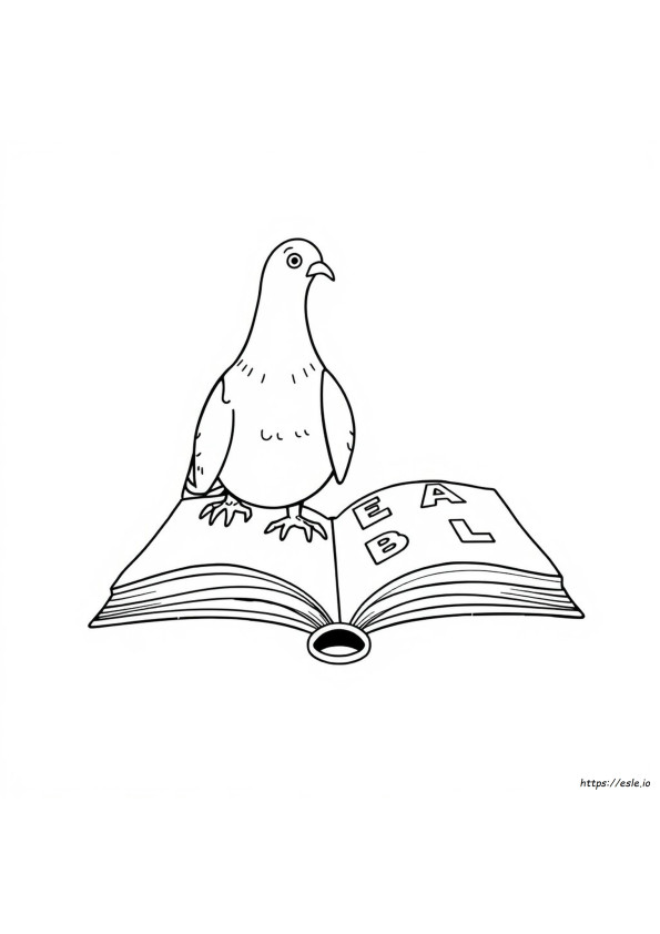 Pombo Lendo Livro Para Colorir