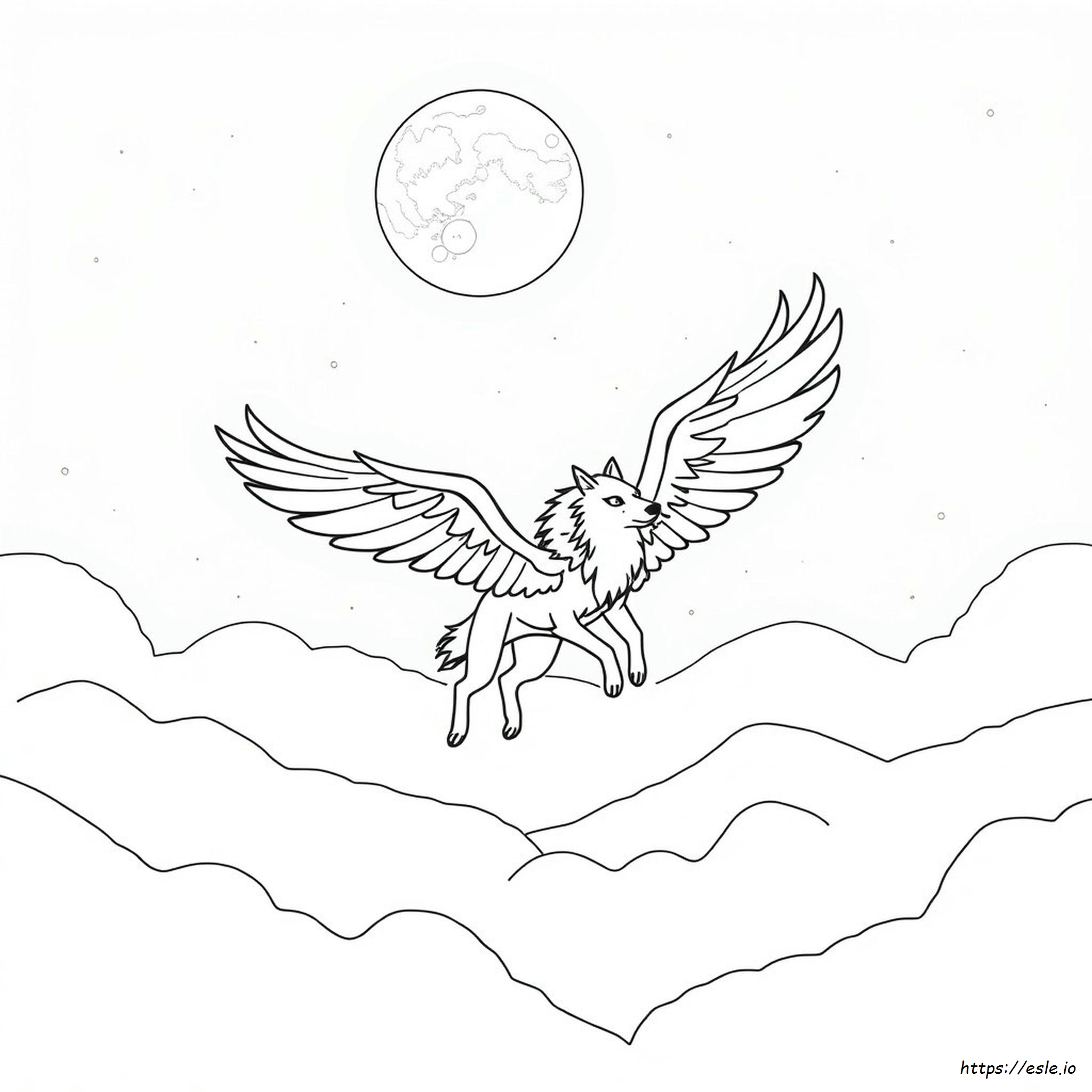 Mystical Winged Wolf Coloring Pages