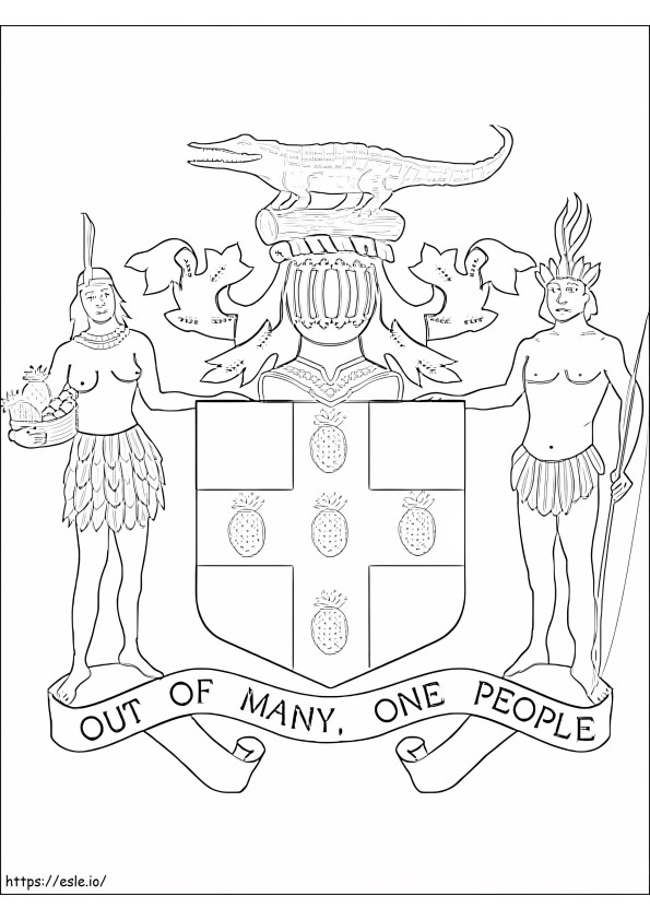 Escudo De Armas De Jamaica para colorear