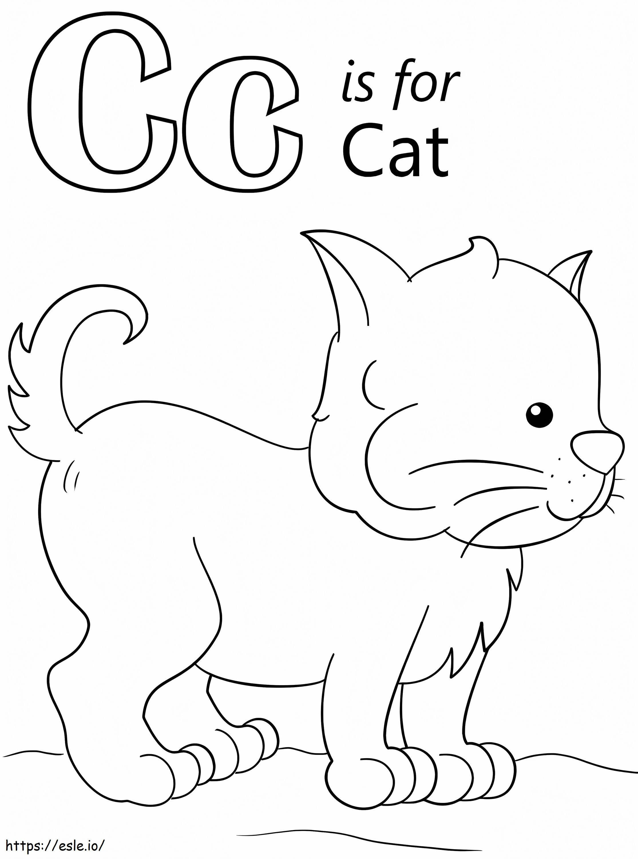 Gato Letra C para colorear