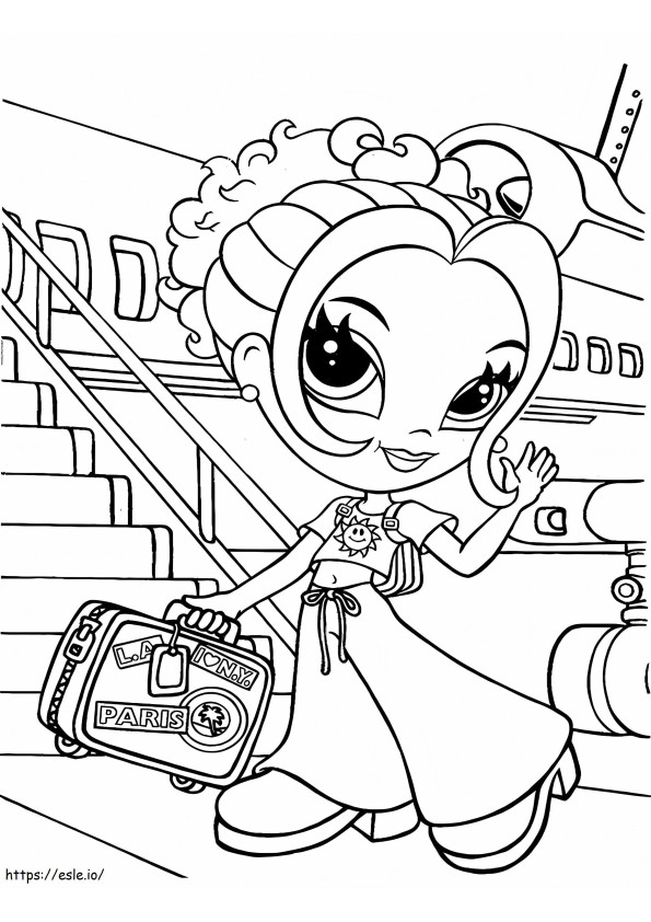 Glamour Girl Travelling A4 coloring page