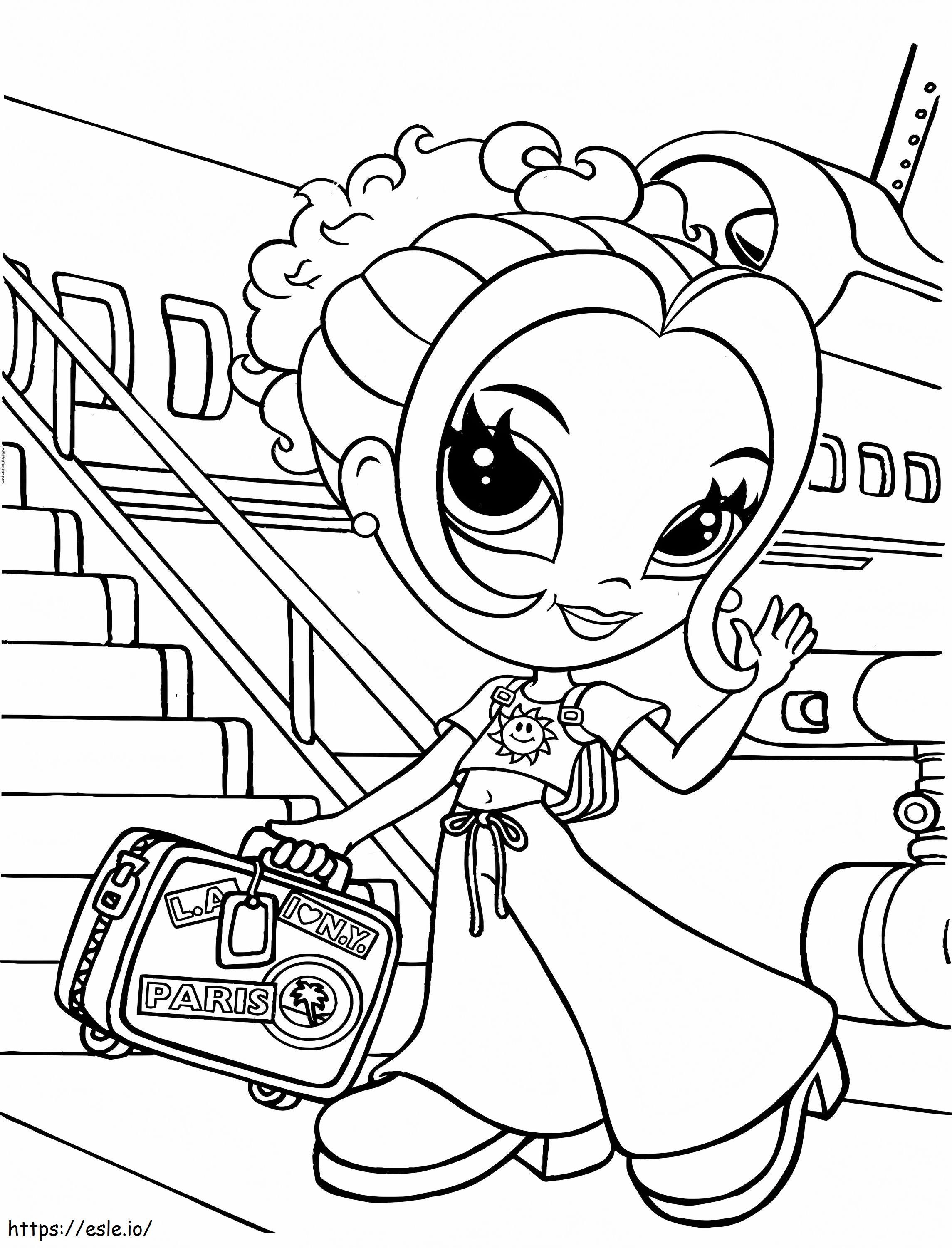 Glamour Girl Travelling A4 coloring page