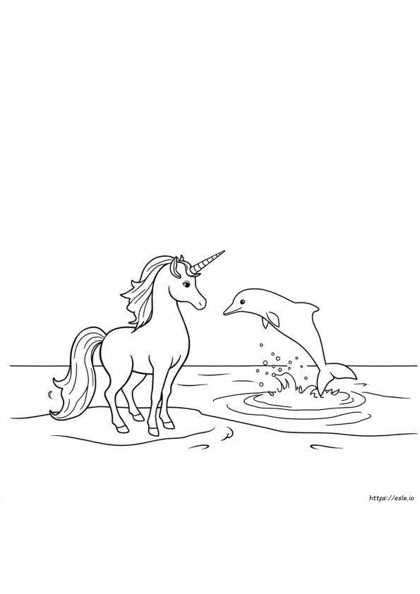 Unicorn Dolphin Coloring Page