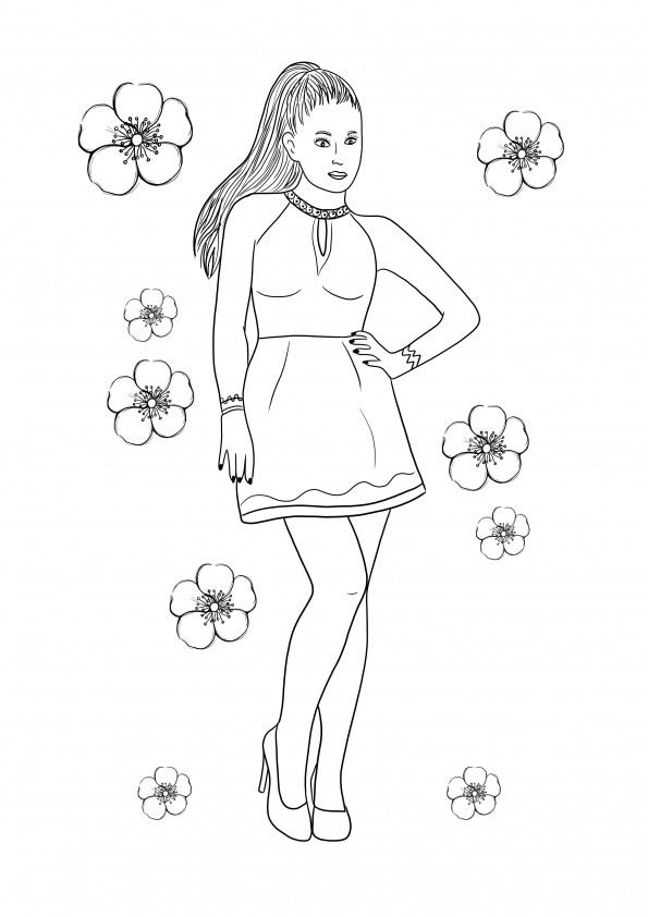 Free printable coloring page of Ariana Grande for kids of all ages