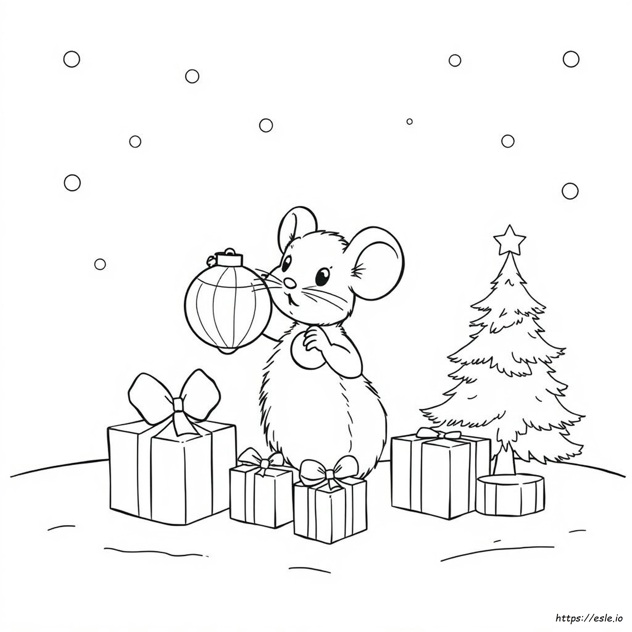 Christmas Mouse Coloring Pages