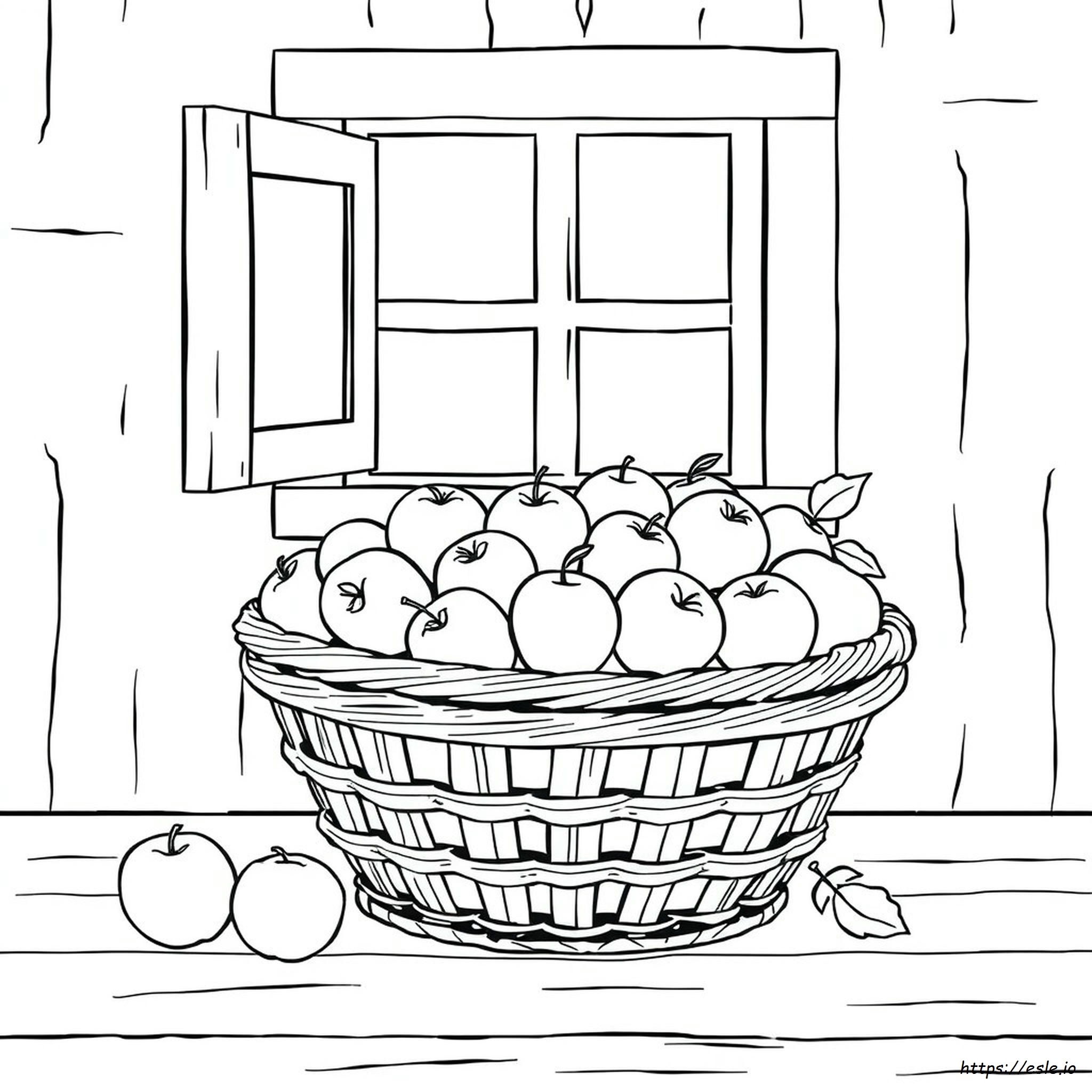 Cesta De Manzanas Para Colorear