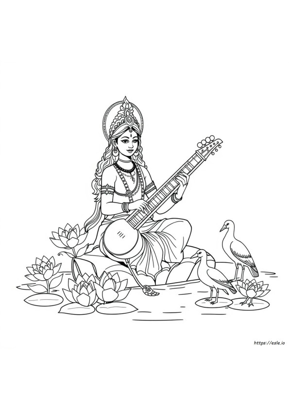 Dewi Saraswati Gambar Mewarnai