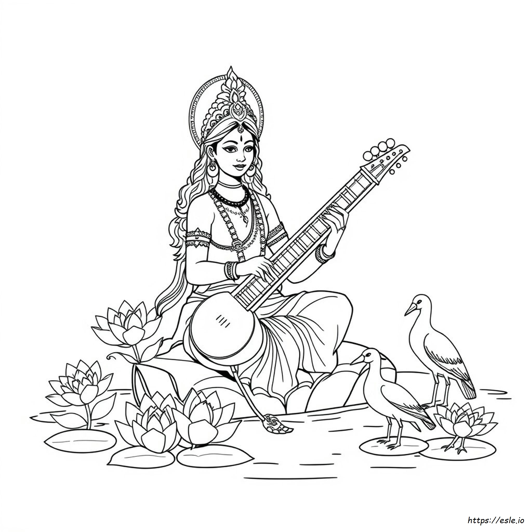Dibujos De La Diosa Saraswati Para Colorear