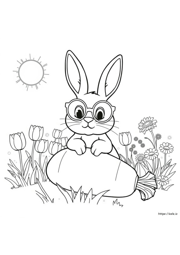 メガネうさぎの塗り絵 無料