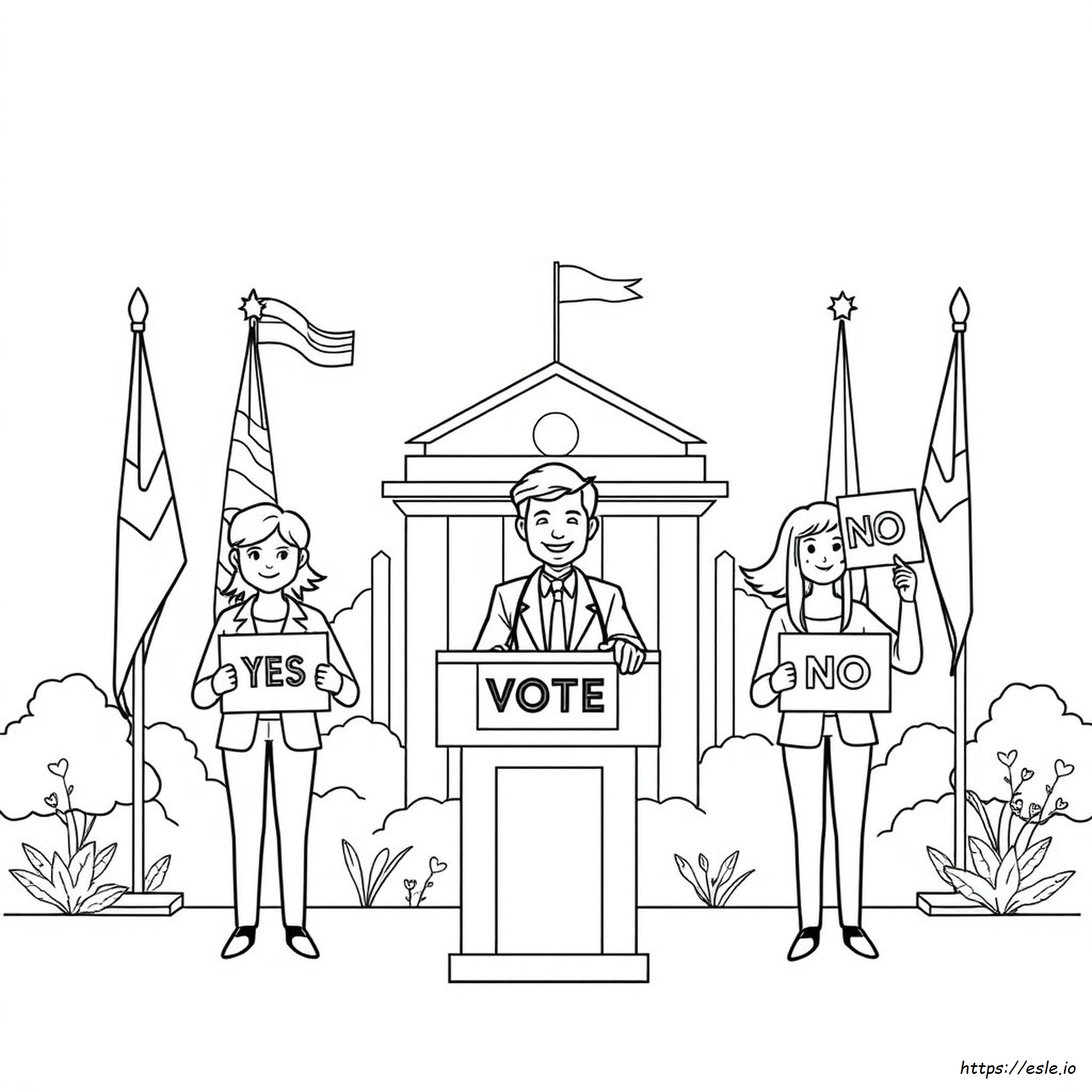 Voting Coloring Page For Kids