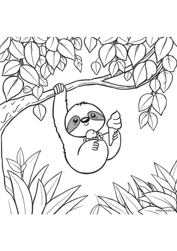 Páginas Para Colorear De Osos Perezosos Kawaii