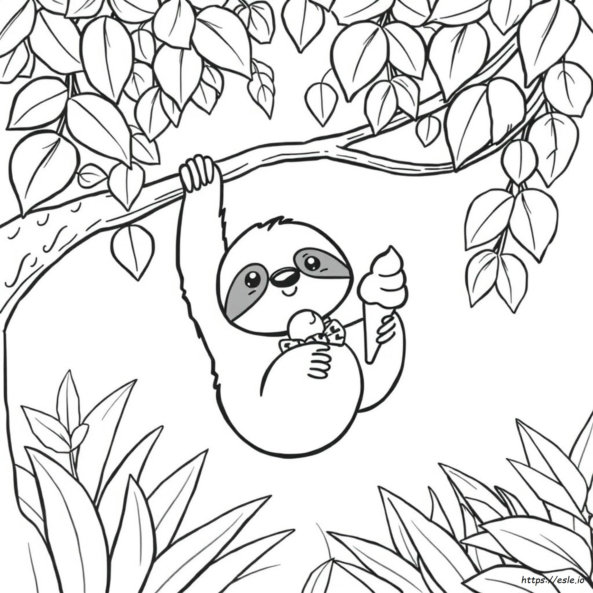 Kawaii Sloth Coloring Pages