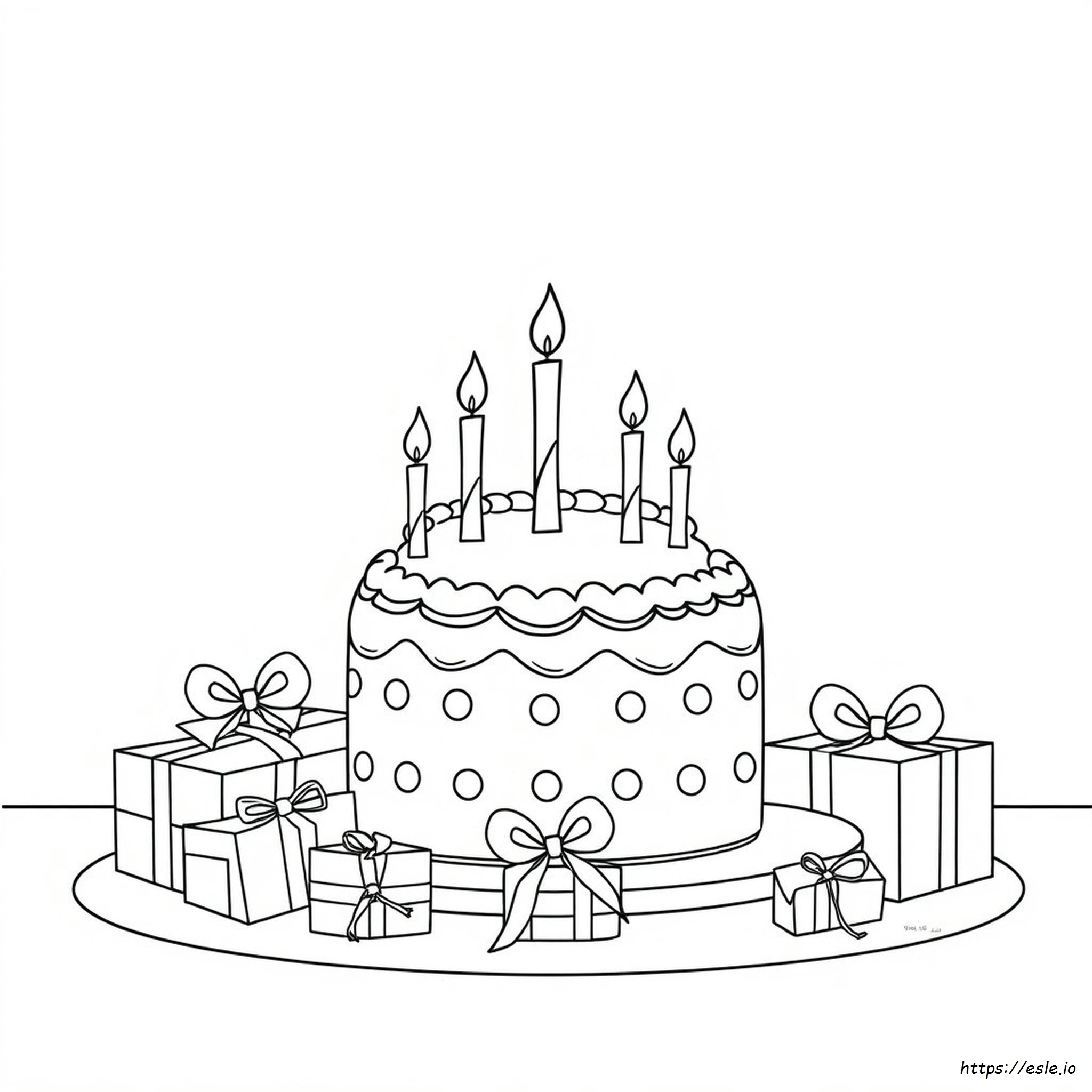 Dibujo Para Colorear De Un Pastel De Cumpleaños