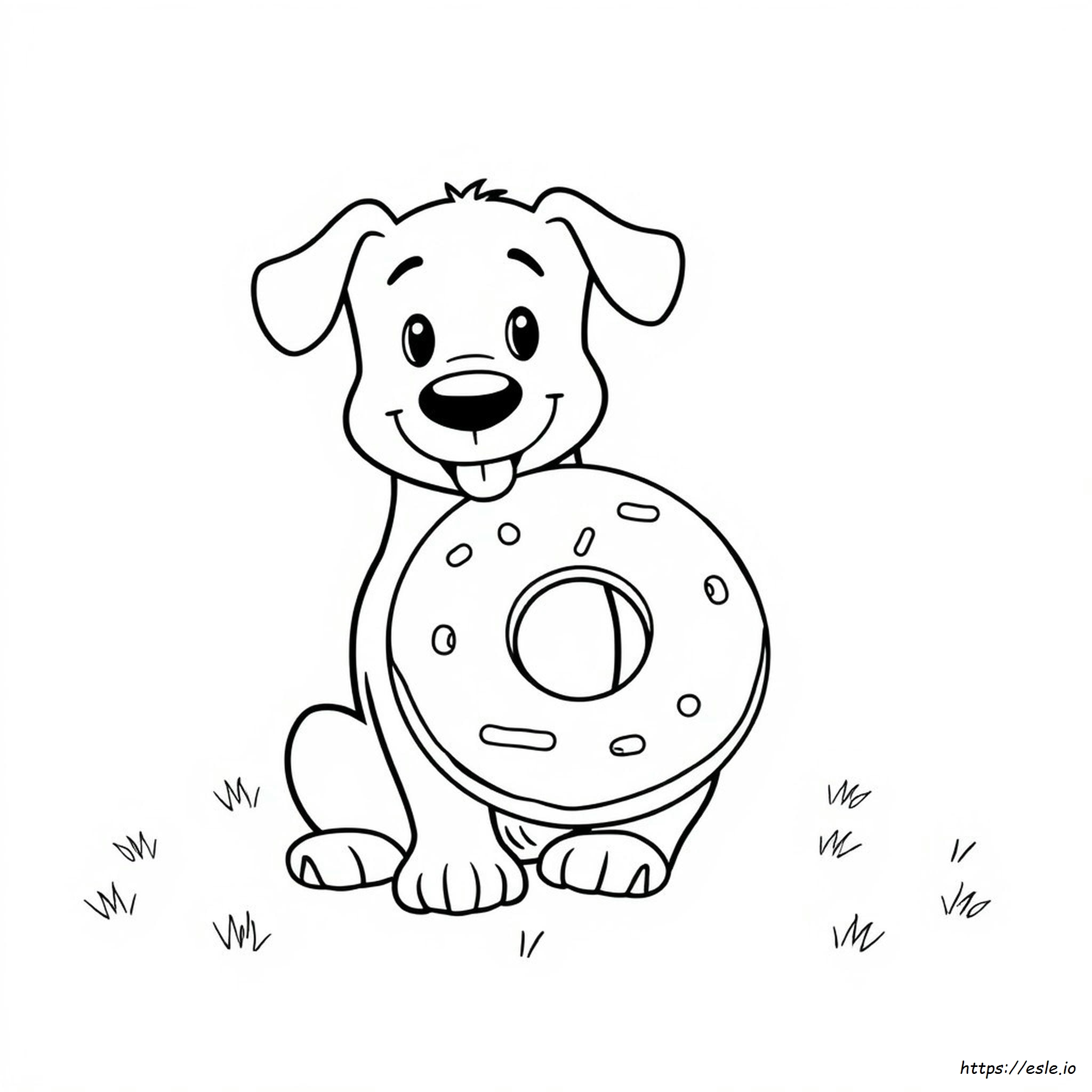 Hund Isst Donut Ausmalbild
