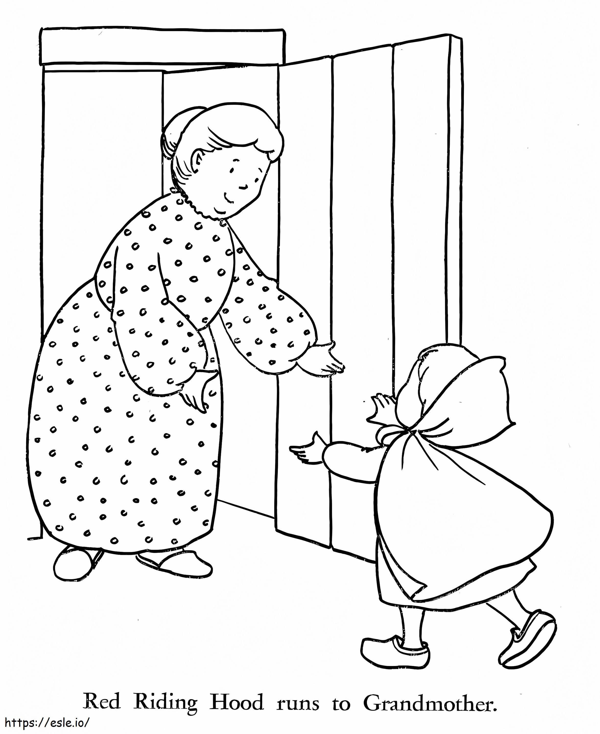 Red Riding Hood Runs To Grandmother coloring page