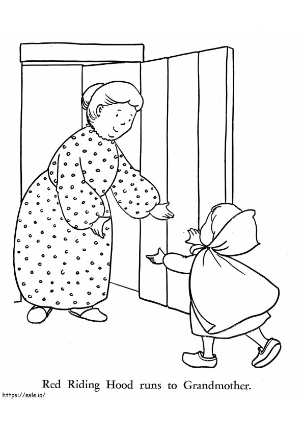 Red Riding Hood Runs To Grandmother coloring page