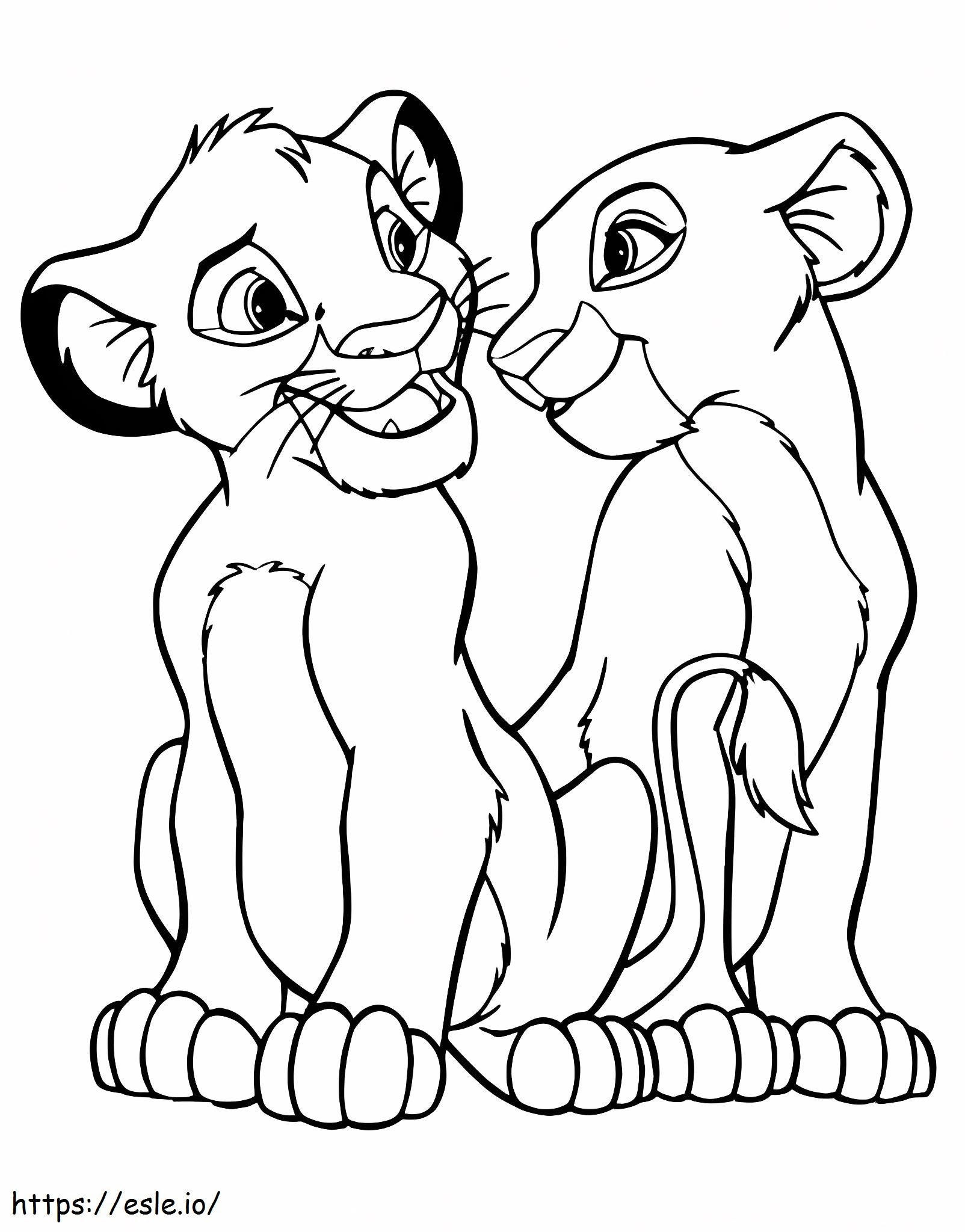 Simba ja tyttöystävä pari värityskuva