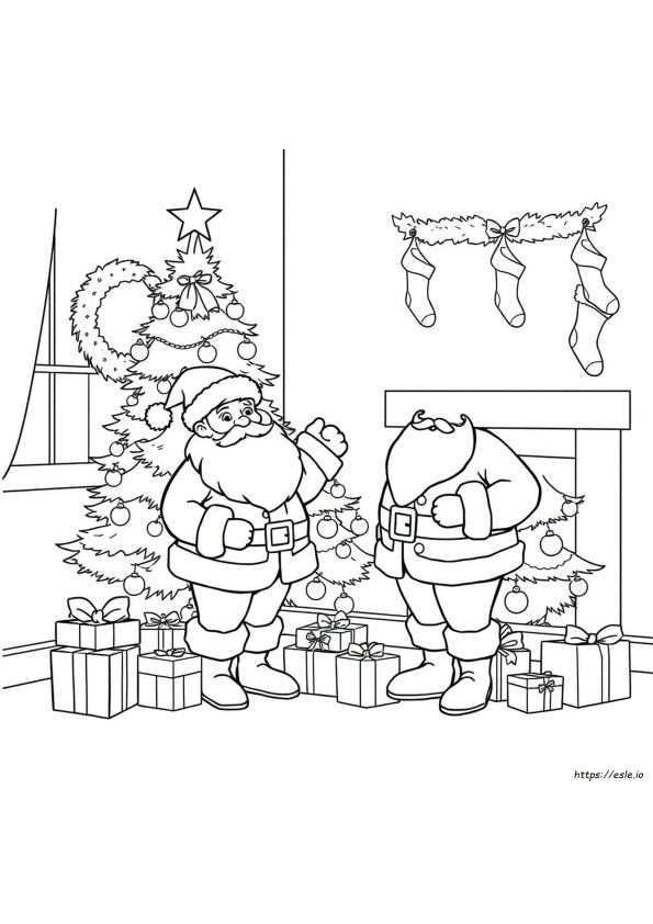 Pohon Natal Mudah Sinterklas Gambar Mewarnai