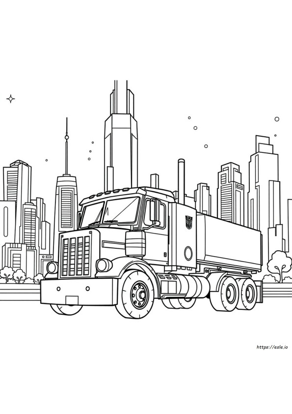 Coloring Optimus Prime Truck Drawing