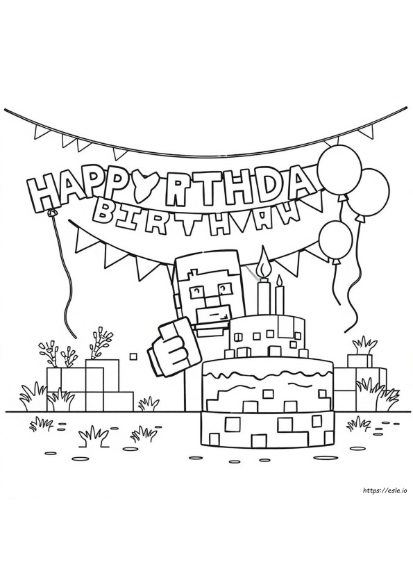 Minecraft Birthday Card Coloring Page