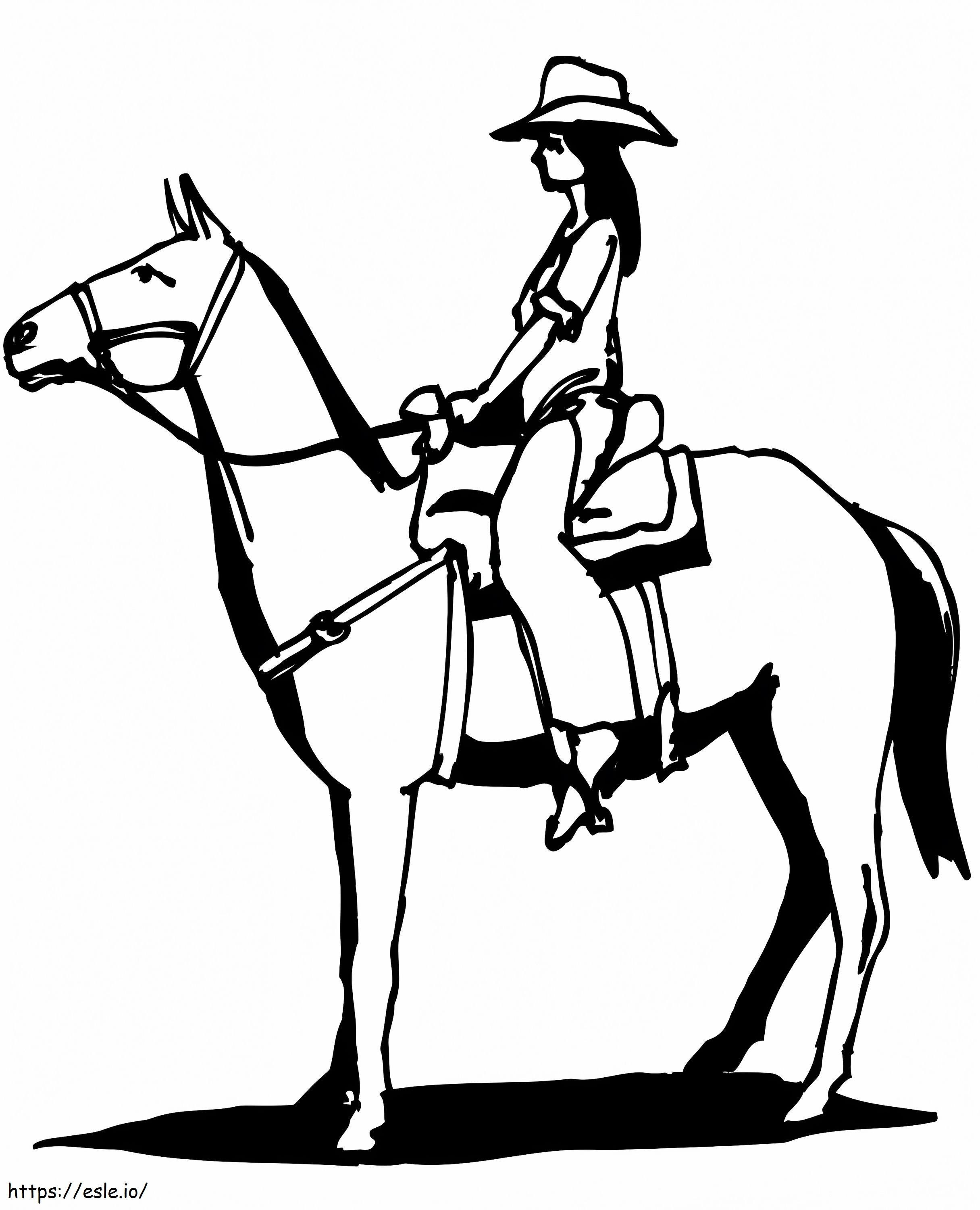 Vaqueira Montando Cavalo para colorir