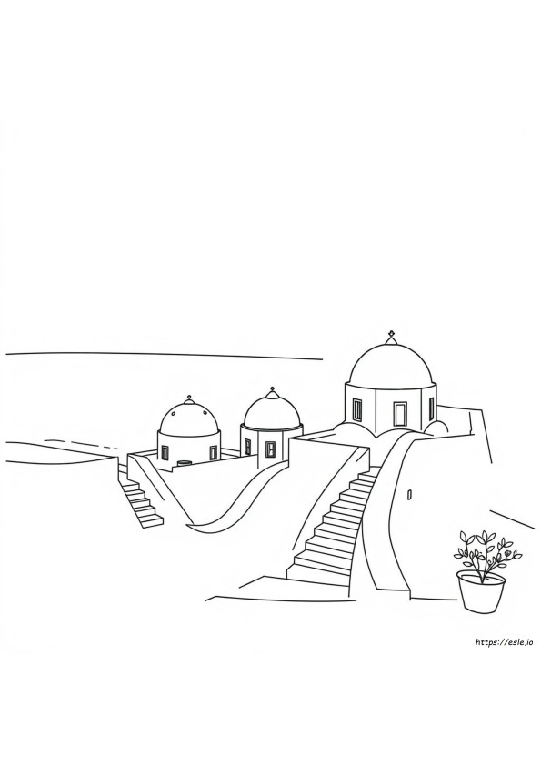 Santorini Greece Coloring Pages