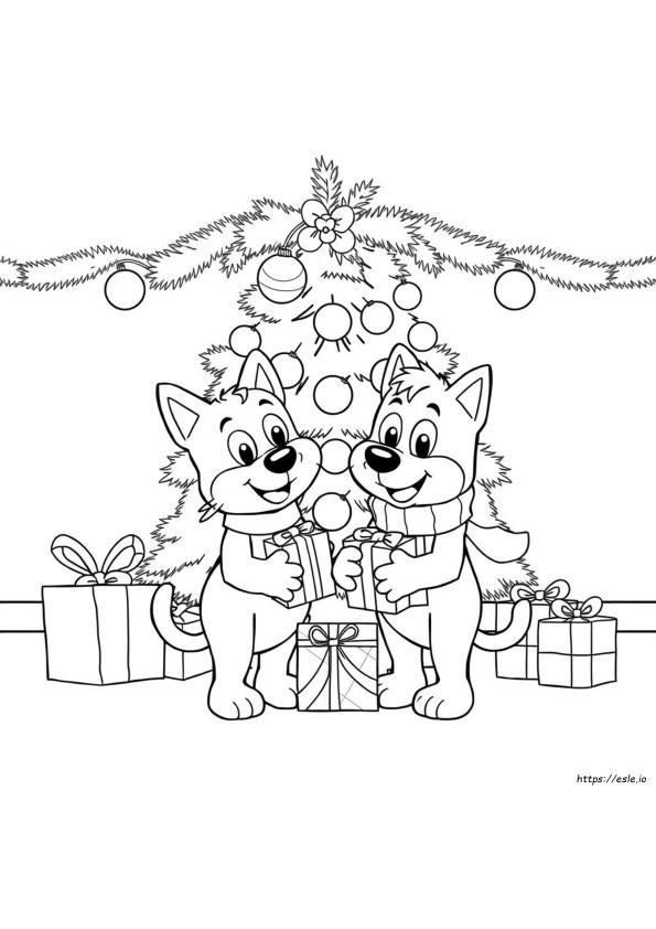 Gambar Mewarnai Natal Bluey Dan Bingo