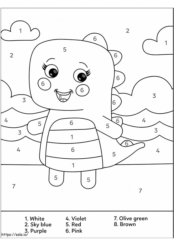 Kawaii Dinosaur Color By Number coloring page