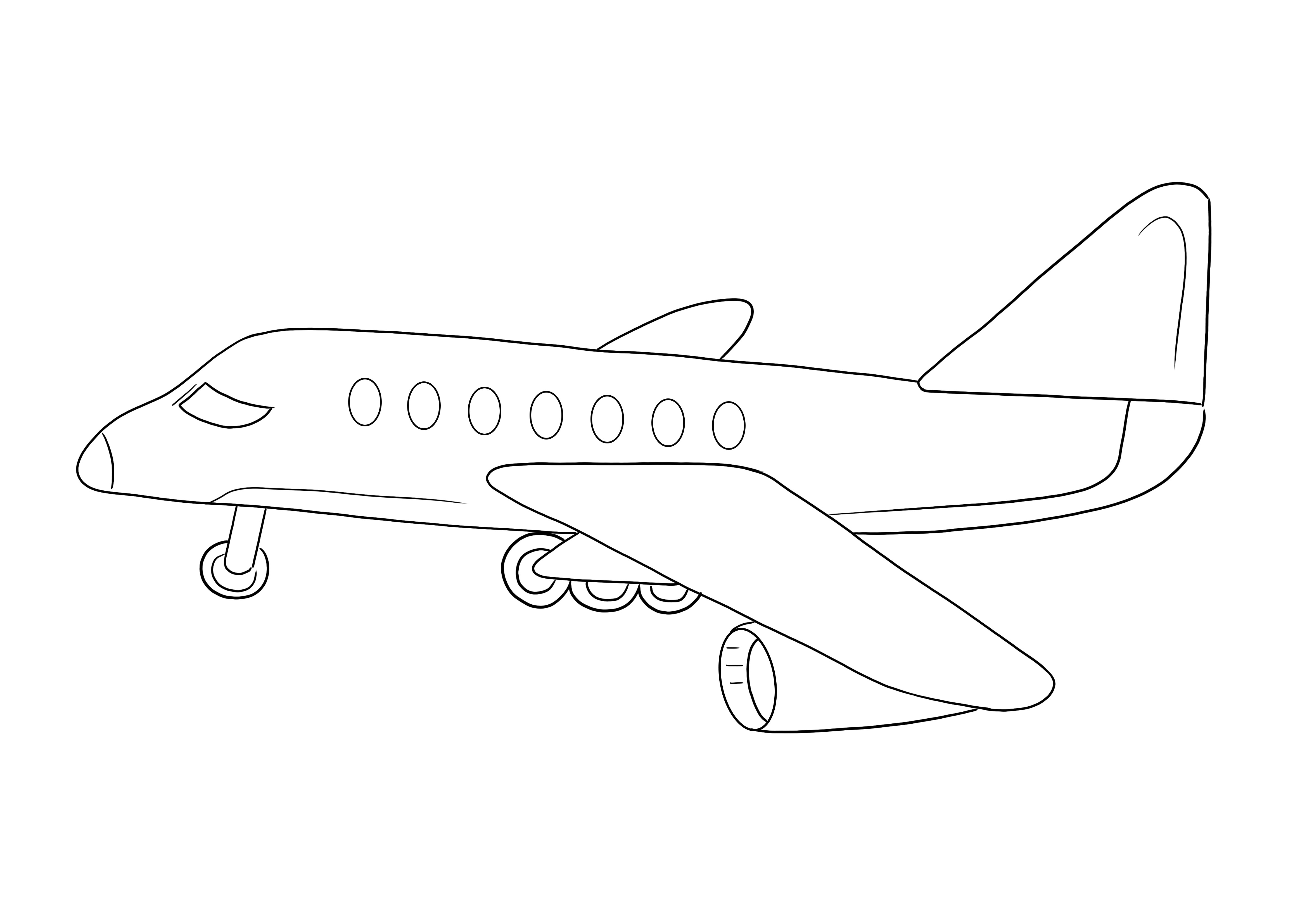 Ilmainen väritys lapsille lentokoneen saapumisesta tulostettavaksi tai tallennettavaksi myöhempää käyttöä varten