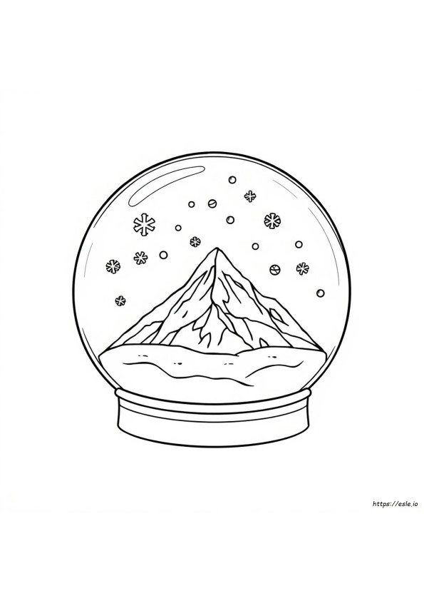 Pagina Da Colorare Sfera Di Neve Con Montagna