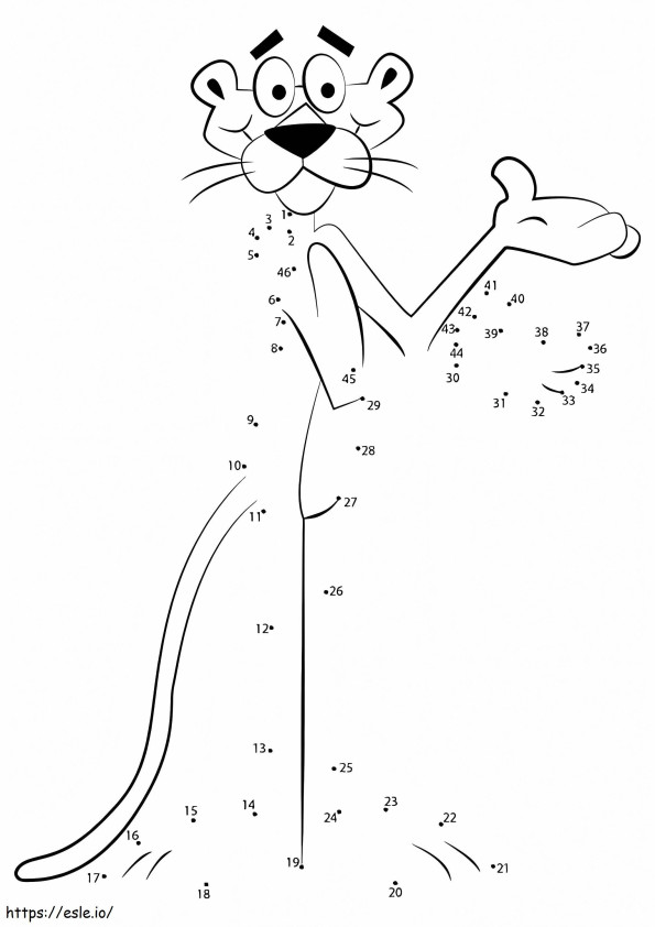 Pink Panther Dot To Dot coloring page