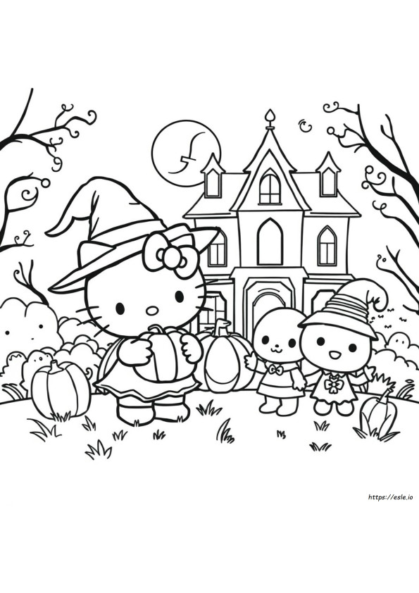 Hello Kitty Dan Kawan-Kawan Halloween Gambar Mewarnai