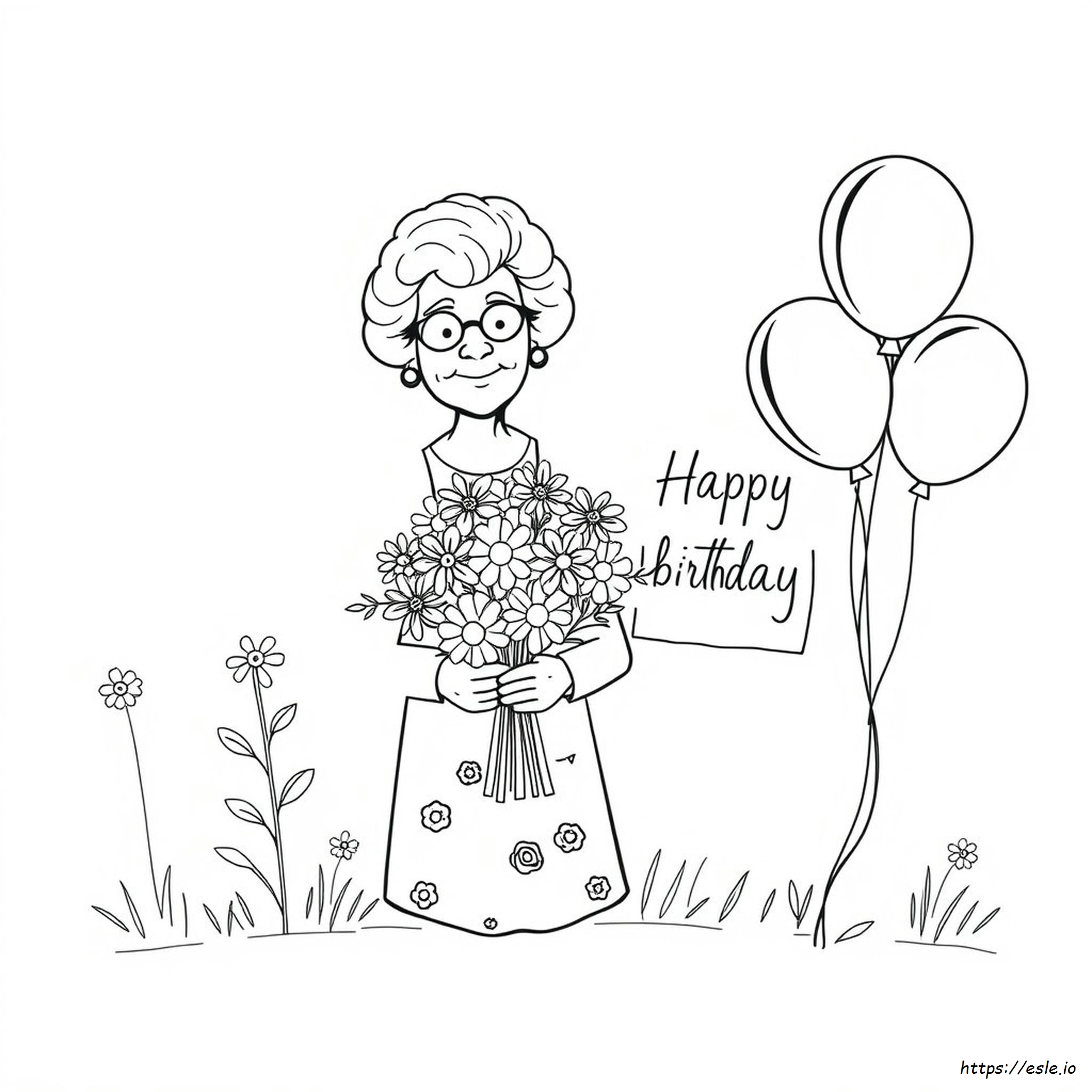 Páginas Para Colorear De "Feliz Cumpleaños Abuela"
