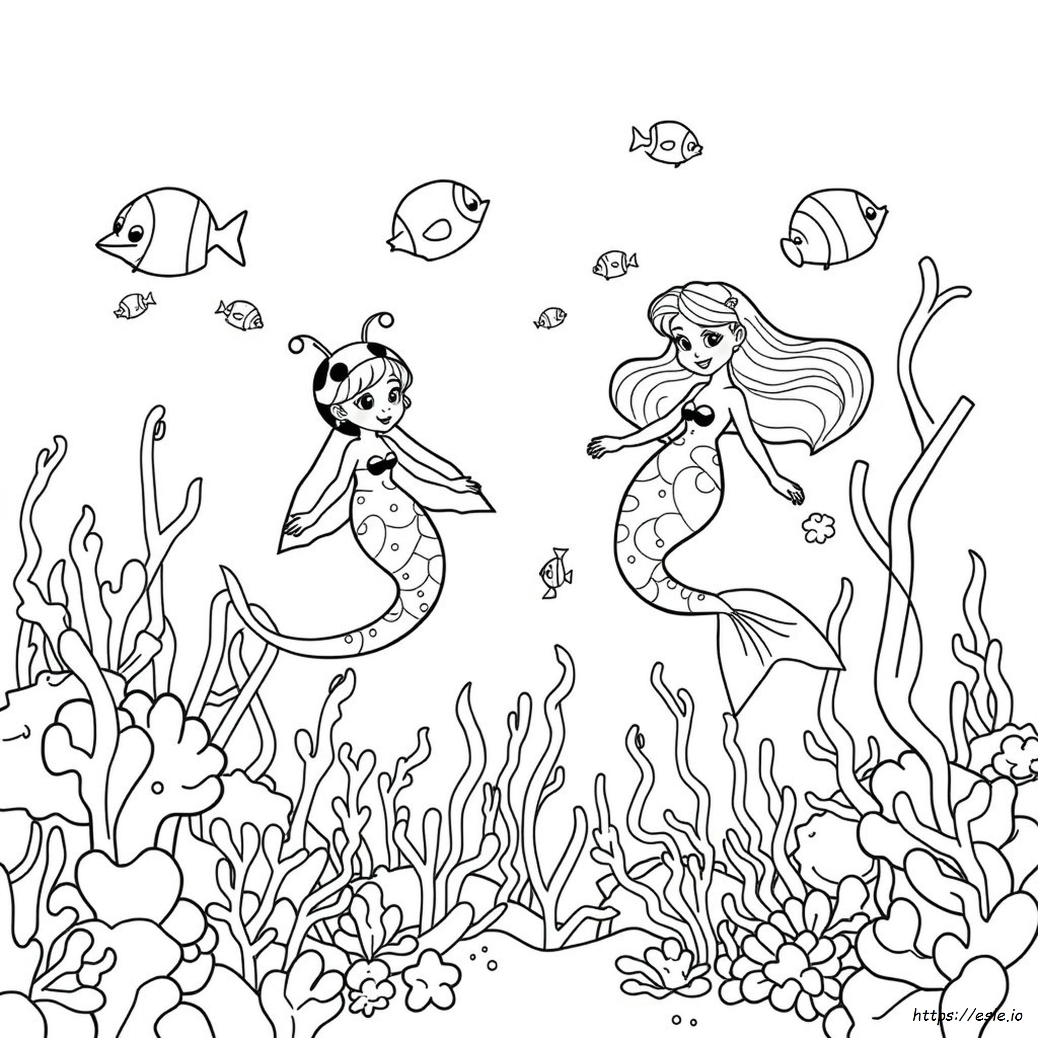 Páginas Para Colorear De Mariquita Sirena