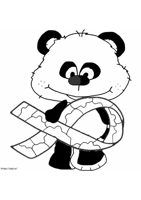Panda con cinta de concienciación sobre el autismo para colorear