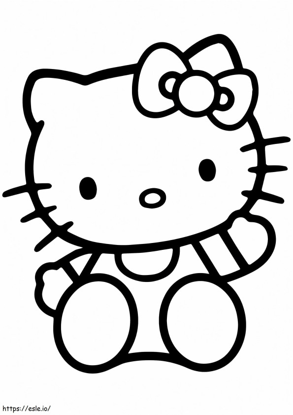 Coloriage Bonjour Kitty agitant la main à imprimer dessin