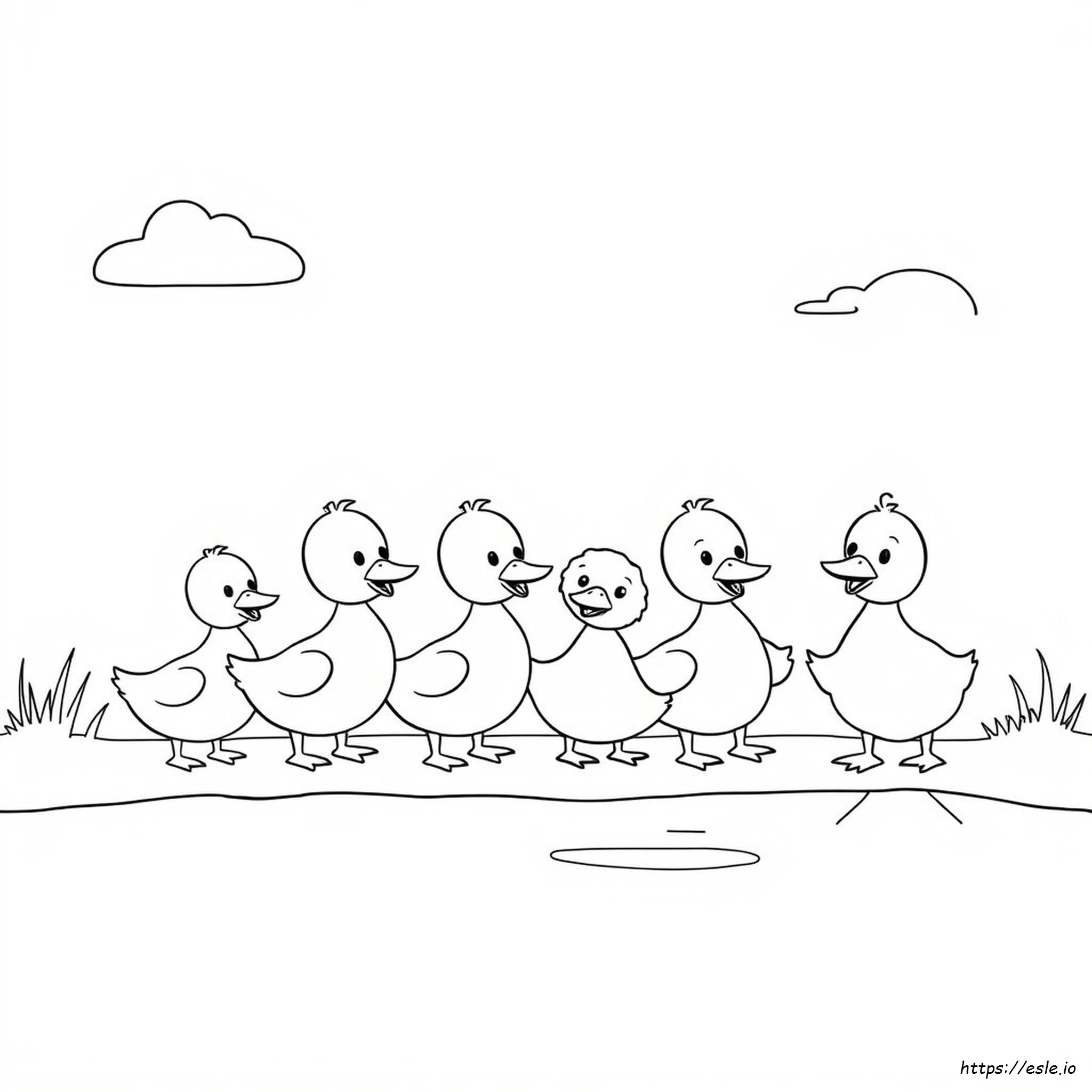 Five Little Ducks Coloring Page