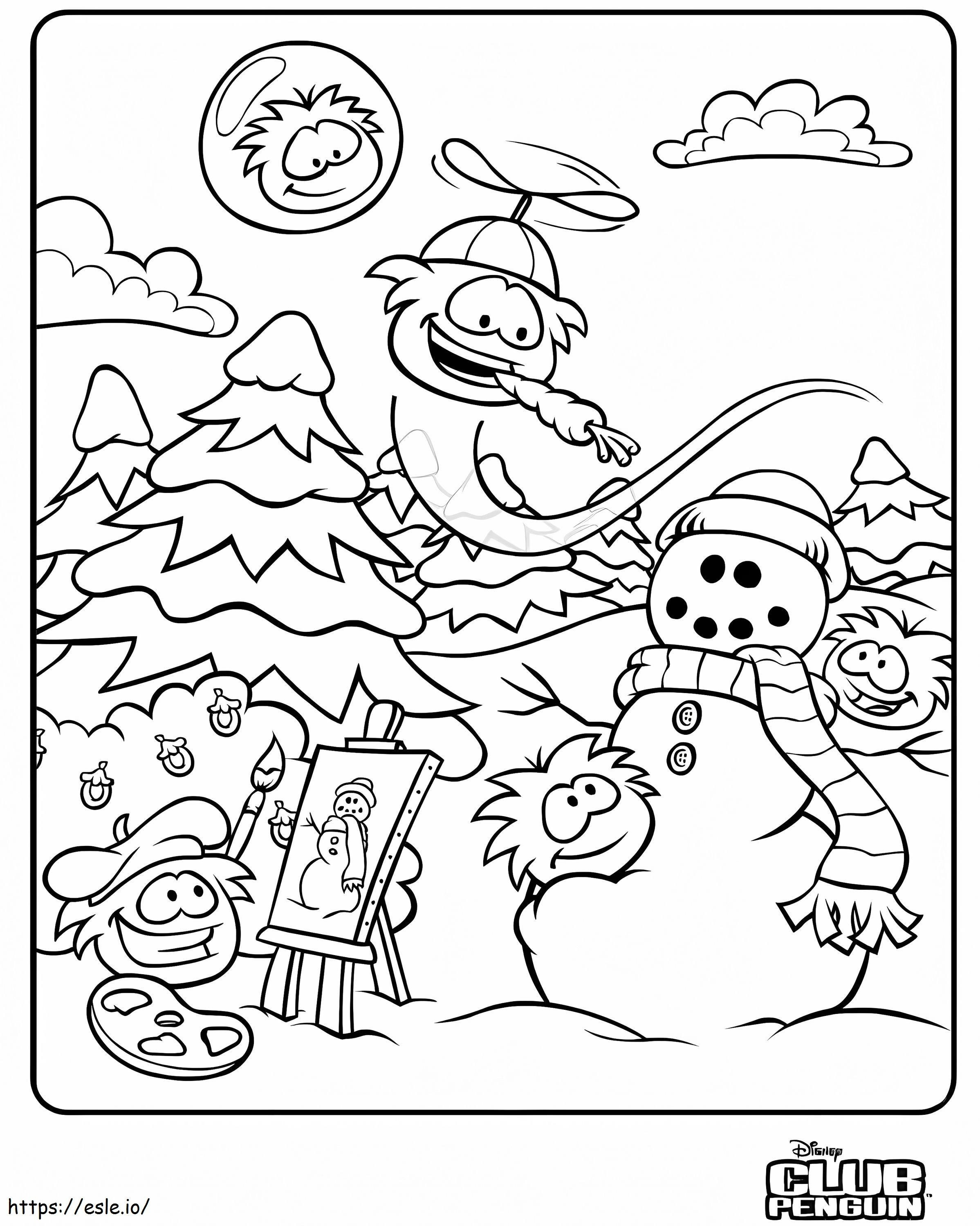 Funny Club Penguin Puffles coloring page