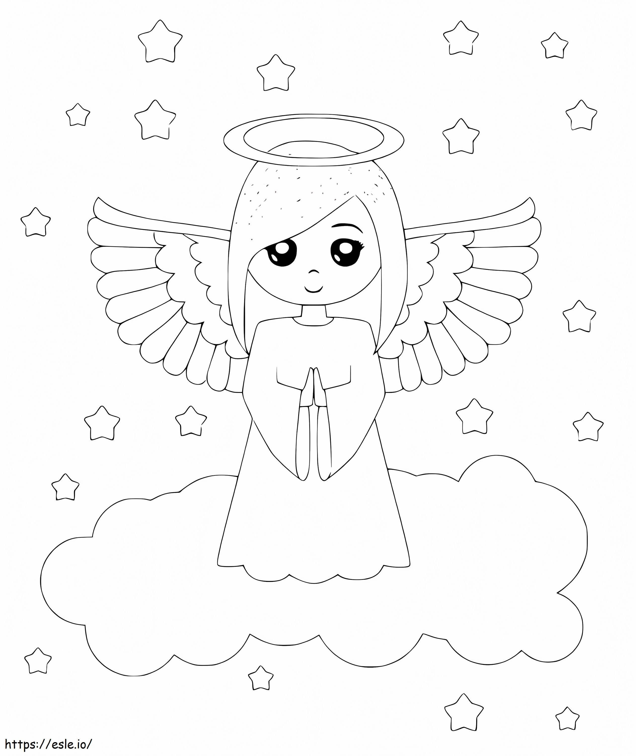 Christmas Angel On Cloud coloring page