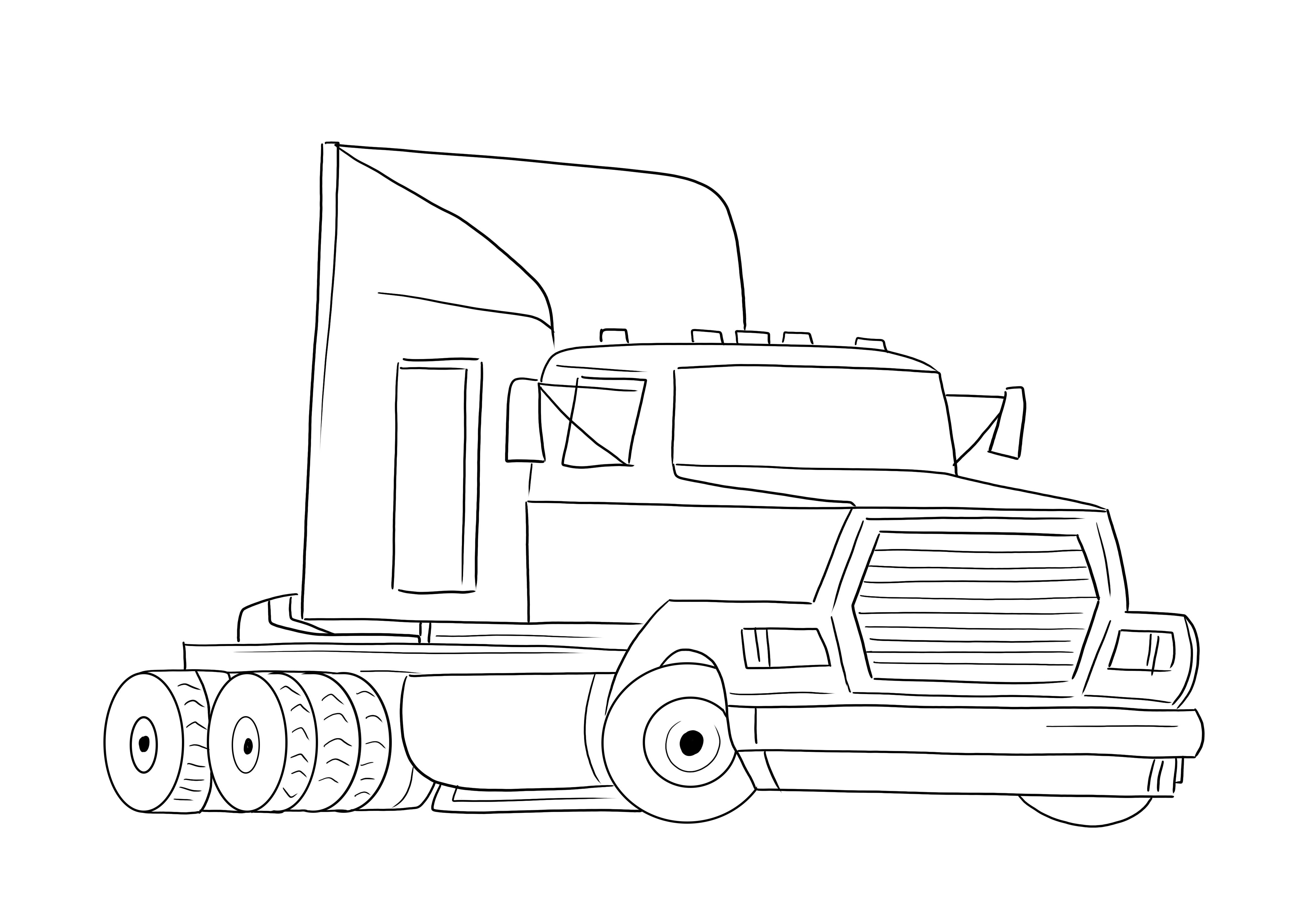 Download for free the Semi-trailer truck coloring picture for kids