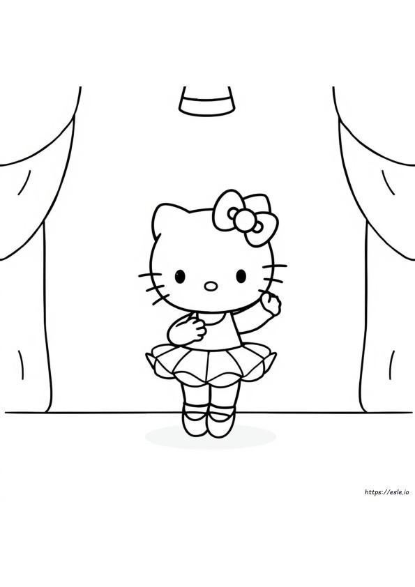 Outline Coloring For Hello Kitty Ballerina