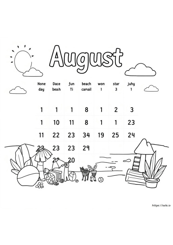 Ausmalbilder Für Den Monat August