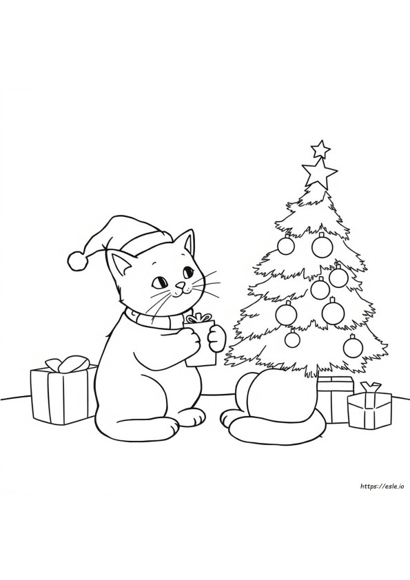 Weihnachtskatze Ausmalbilder